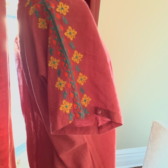 NATURAL LIFE Red and Orange Embroidered  Swimsuit Coverup - never worn - Picture 5 of 7